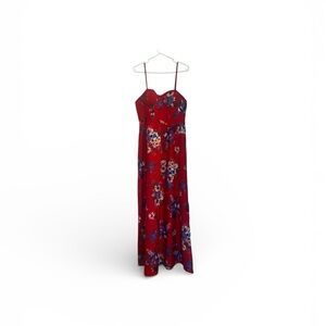 Floral Red Maxi Dress w/ Pockets Size Large NWT